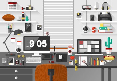 Düz ofis çalışma alanı, işyeri