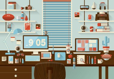 Düz ofis çalışma alanı, işyeri