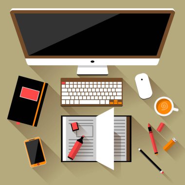 Düz ofis çalışma alanı, işyeri