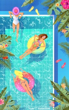 Tropik yaz tatili illüstrasyonu.