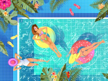 Tropik yaz tatili illüstrasyonu.