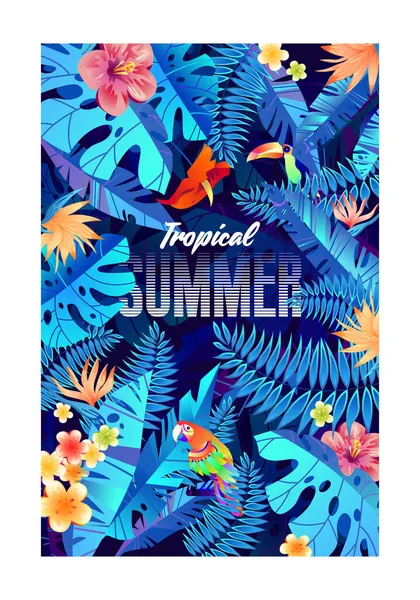 Ilustração de férias de verão tropical. — Vetor de Stock