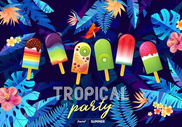 Ilustração de férias de verão tropical. — Vetor de Stock