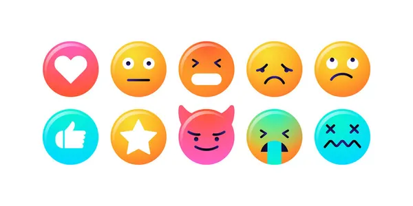 Emoji enfrenta emoticon sorriso — Vetor de Stock