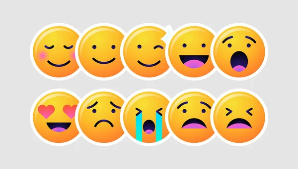 Emoji menghadapi senyum emoticon - Stok Vektor