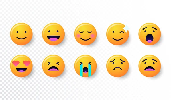 Emoji enfrenta emoticon sorriso —  Vetores de Stock