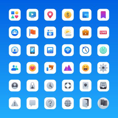 Sosyal medya arayüzü uygulama simgeleri