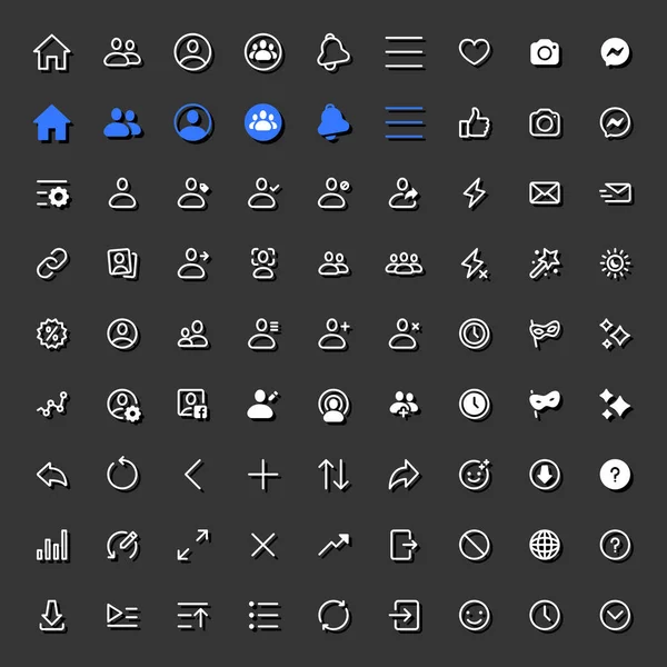 Iconos de aplicaciones de interfaz de redes sociales — Archivo Imágenes Vectoriales