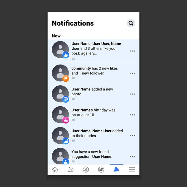интерфейс экрана в приложении для социальных сетей