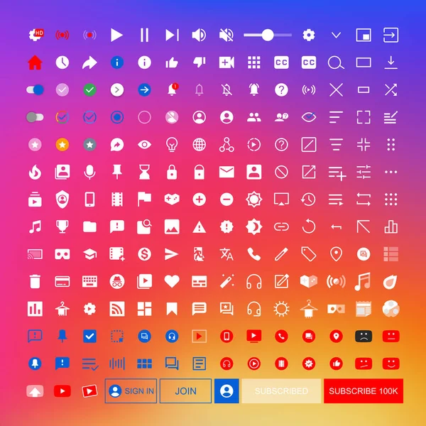 Iconos de diseño de interfaz de redes sociales — Vector de stock