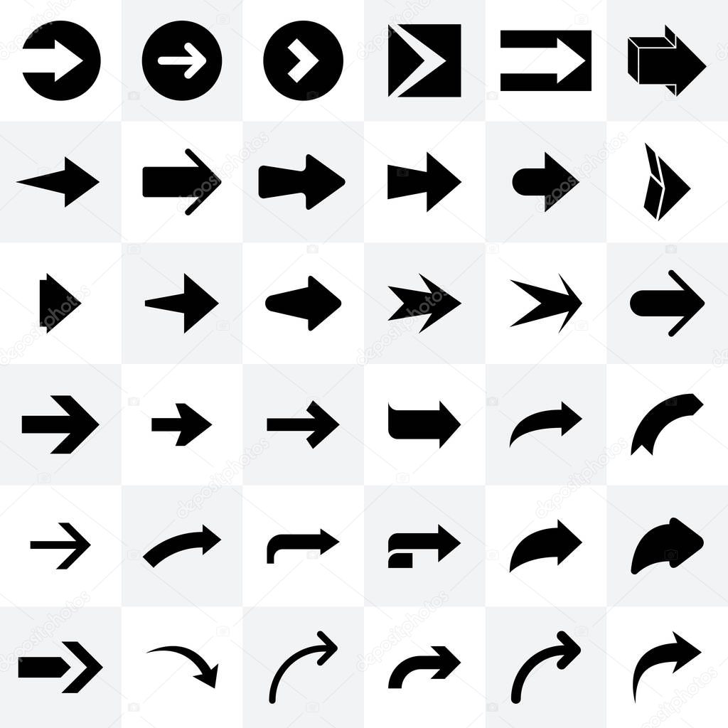 Set of arrows and cursor icons. Flat arrow symbol icons. Modern simple arrows collection for navigation or loading web design buttons, mobile apps, interface. Arrow sign vector illustration