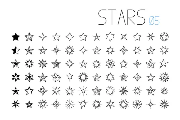 Ícones de linha de símbolo de estrelas — Vetor de Stock