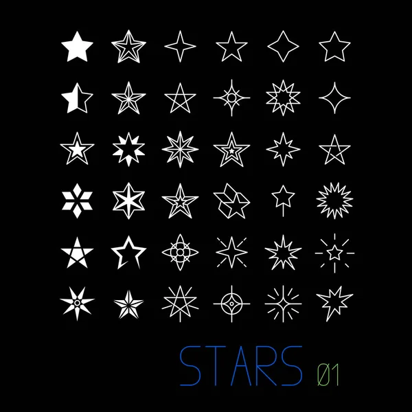Ícones de linha de símbolo de estrelas — Vetor de Stock