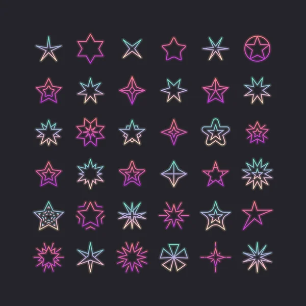 Αστέρια εικονίδια γραμμή σύμβολο — Διανυσματικό Αρχείο