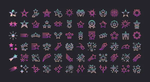 Étoiles symbole ligne icônes — Image vectorielle