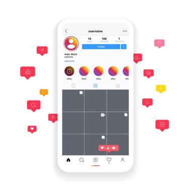 Ekran arayüzü sosyal medya uygulaması