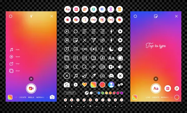 Hikaye kamerası arayüzü simgeleri