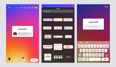 Hikaye çıkartmaları kamera arayüzü