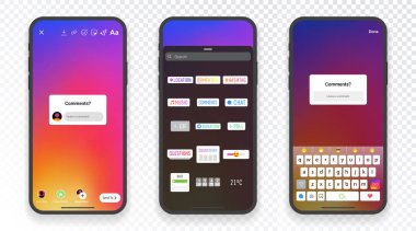 Hikaye çıkartmaları kamera arayüzü