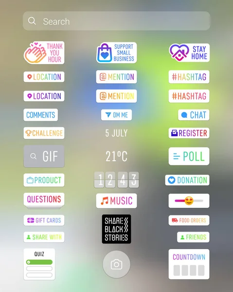 Hikaye çıkartmaları kamera arayüzü