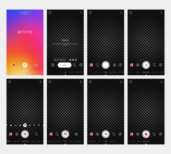 Stories Kamera-Bildschirm-Schnittstelle — Stockvektor