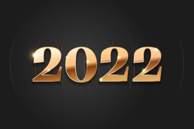 Mutlu yıllar 2022 altın logo metin tasarımı. Vektör illüstrasyon kavramı