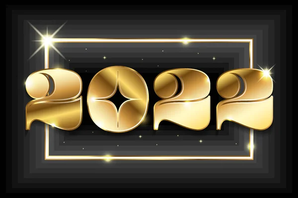Καλή Χρονιά 2022 χρυσό λογότυπο σχέδιο κειμένου. Έννοια διανυσματικής απεικόνισης — Διανυσματικό Αρχείο