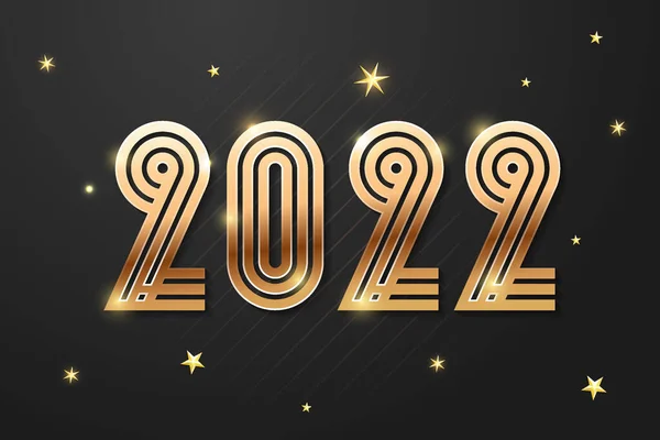 Šťastný Nový rok 2022 zlaté logo textový design. Koncept vektorové ilustrace — Stockový vektor