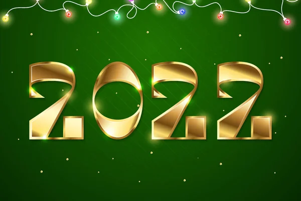 Happy New Year 2022 golden logo text design. Vector illustration concept — Stock Vector