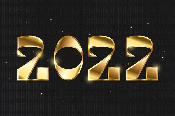 Feliz Ano Novo 2022 design de texto logotipo dourado. Conceito de ilustração vetorial —  Vetores de Stock