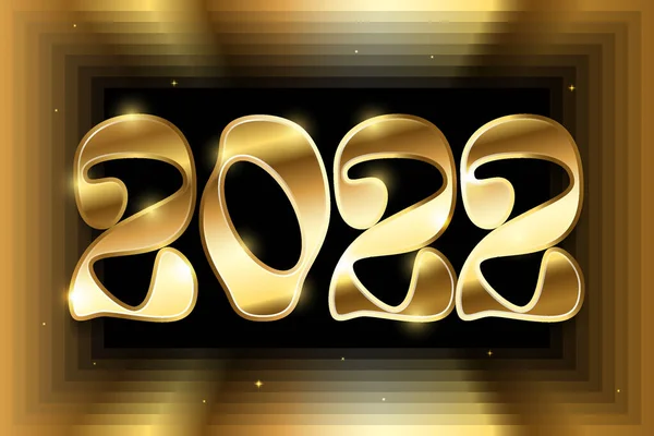 Mutlu yıllar 2022 altın logo metin tasarımı. Vektör illüstrasyon kavramı — Stok Vektör
