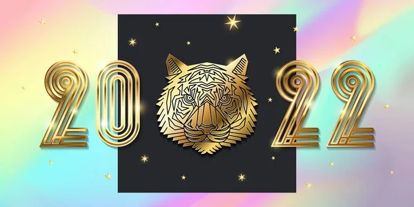 Happy New Year 2022 golden logo text design. Vector illustration concept — Stock Vector