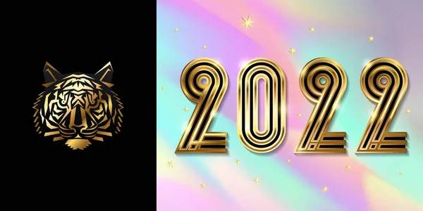 Bonne année 2022 conception de texte logo doré. Concept d'illustration vectorielle — Image vectorielle