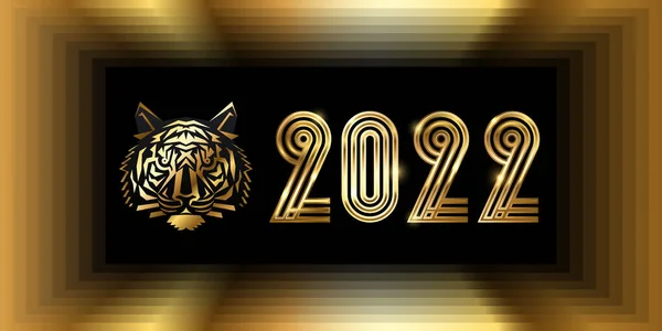 С Новым 2022 годом, золотой логотип. Концепция векторной иллюстрации — стоковый вектор