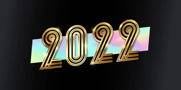 Feliz año nuevo 2022 diseño de texto logo de oro. Concepto de ilustración vectorial — Archivo Imágenes Vectoriales