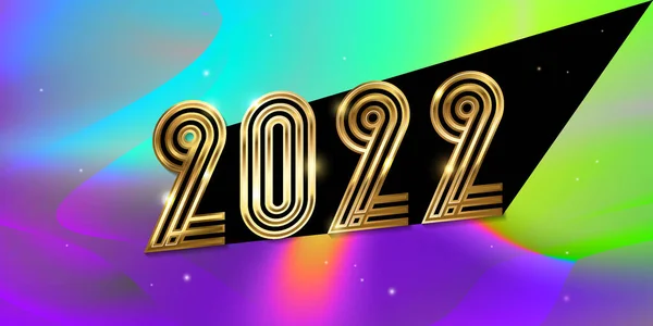 祝2022年新年快乐金色标志文字设计。病媒说明概念 — 图库矢量图片