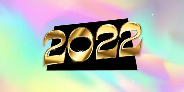 Selamat Tahun Baru 2022 logo emas desain teks. Konsep Vektor Ilustrasi - Stok Vektor