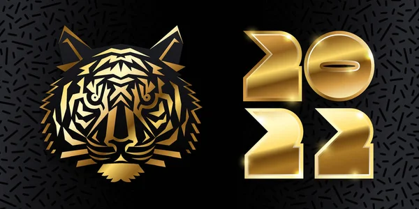 Feliz año nuevo 2022 diseño de texto logo de oro. Concepto de ilustración vectorial — Vector de stock