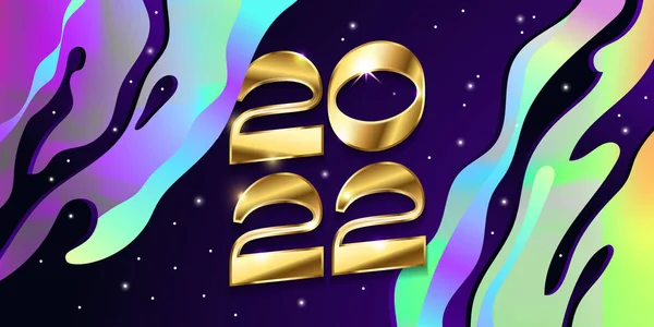 Mutlu yıllar 2022 altın logo metin tasarımı. Vektör illüstrasyon kavramı — Stok Vektör