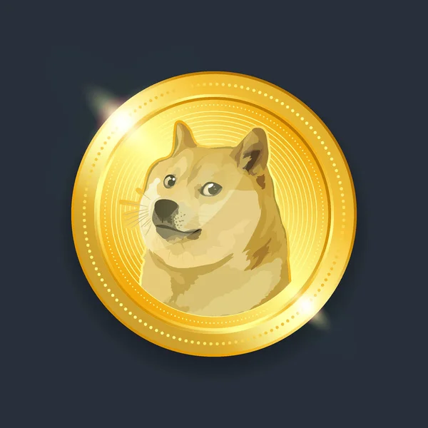 Dogecoin加密货币数字支付系统区块链概念 — 图库矢量图片