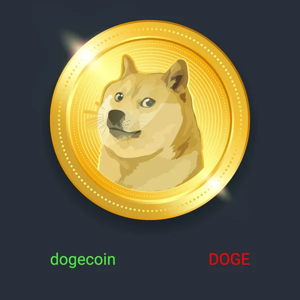 Dogecoin暗号通貨デジタル決済システムブロックチェーンの概念 — ストックベクタ