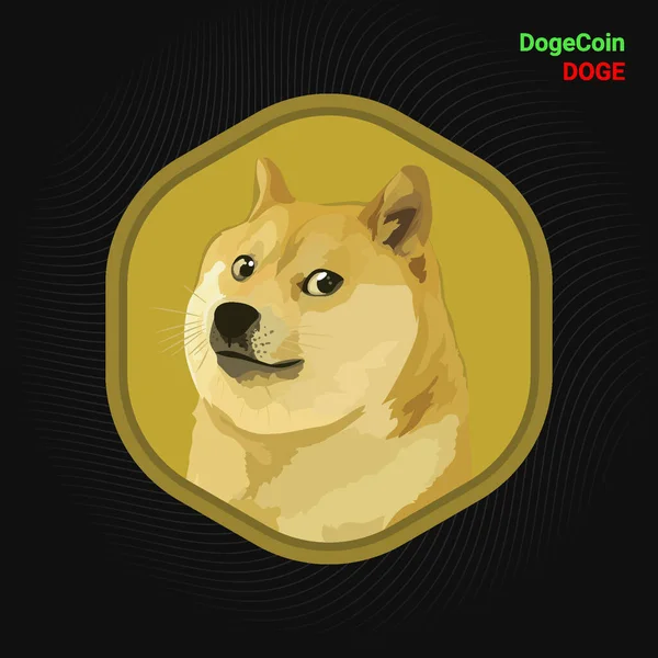 Dogecoin暗号通貨デジタル決済システムブロックチェーンの概念 暗黒の背景に隔離された暗号通貨 ベクターイラスト — ストックベクタ