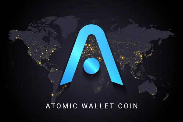 Atomic Wallet Coin Crypto Currency Digital Payment System Blockchain Concept — Stockvektor