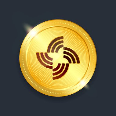 streamr crypto para birimi dijital ödeme sistemi engelleme konsepti. Kara arka planda izole edilmiş kripto altın sikke. Vektör illüstrasyonu