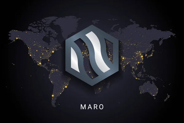 Maro Crypto 디지털 시스템 블록체인 지구의 밤하늘에 고립된 암호화 화폐가 — 스톡 벡터