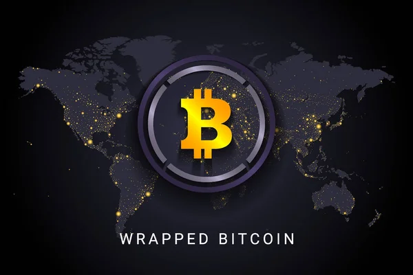 Bitcoin şifreleme dijital ödeme sistemi engelleme konsepti. Dünya gece lambalarında izole edilmiş kripto para birimi dünya haritası arka planı. Vektör illüstrasyonu