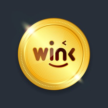 Winklink şifreleme para birimi dijital ödeme sistemi engelleme konsepti. Kara arka planda izole edilmiş kripto altın sikke. Vektör illüstrasyonu