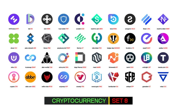Cripto monedas monedas sistema de pago digital blockchain concepto. — Vector de stock