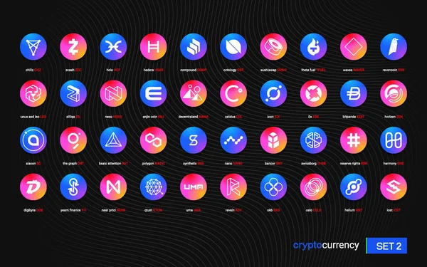 Крипто Валюти Концепція Цифрової Платіжної Системи Блокчейн Колекція Логотипів Cryptocurrency Векторна Графіка