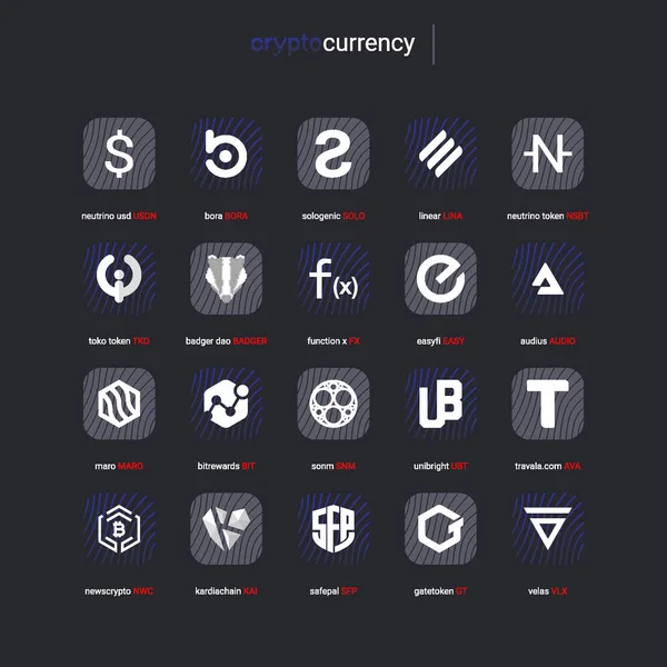 Крипто Валюти Концепція Цифрової Платіжної Системи Блокчейн Колекція Логотипів Cryptocurrency Ліцензійні Стокові Вектори